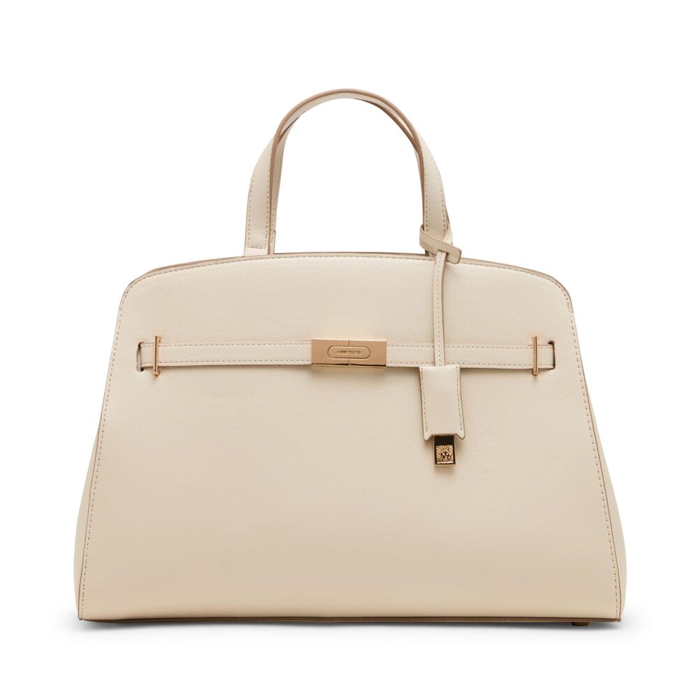9803 Large Belted Satchel with Convertible Strap, Parchment